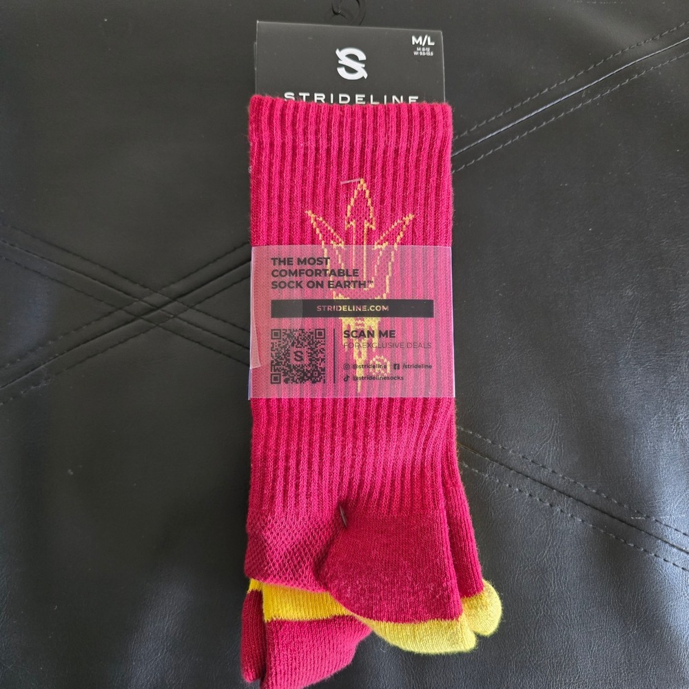Strideline ASU Sundevils Socks Size Medium/Large 2 pair New Arizona State